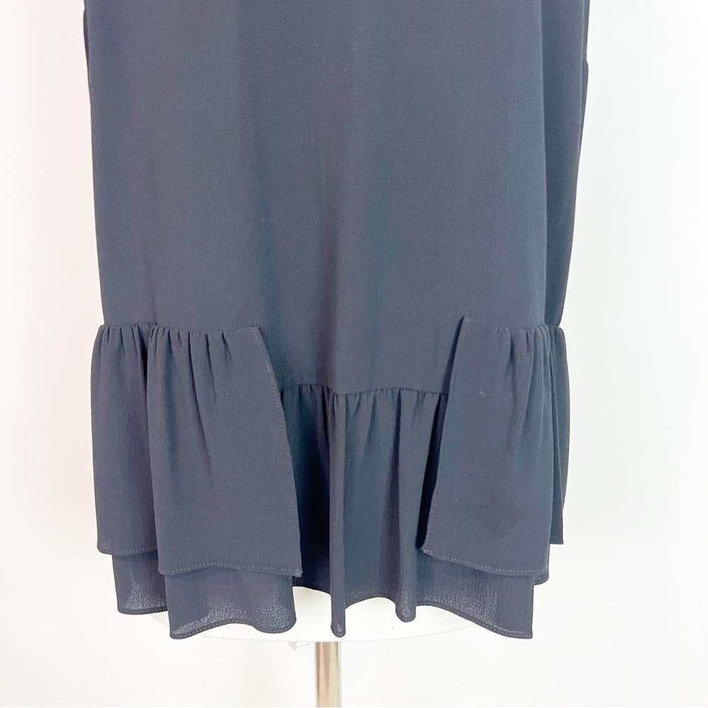INC BLACK SLEEVELESS RUFFLE HEM BLOUSE WOMENS SZ 10 - Picture 4 of 5